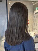 顔周りレイヤーワンカラーオリーブベージュカラーブリーチなし