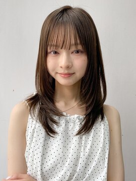 エトラ 渋谷店(etora) 小顔 前髪 レイヤーカット くびれヘア  アプリコットオレンジ"