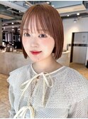 ミディアムボブショート前髪カットおくれ毛_F0968