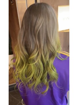 アヴァンス 天王寺店(AVANCE.) グレージュベース×ライムグリーングラデーション