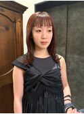 【大前晴奈】pink brown/ミディアムレイヤー/オン眉前髪