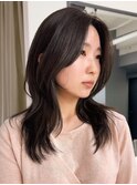 ニュアンスレイヤーハッシュカット韓国レイヤー縮毛矯正/岸本