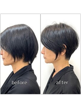 テルミークリニカルデザイン 北千里 50代ショートビフォーアフター前髪長め襟足短め