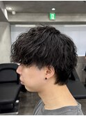 メンズマッシュウルフツイストスパイラルパーマ