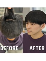 ヌードルバイコア(noodle by CoRe.gn)&nbsp;メンズ縮毛矯正ビフォーアフター自然な艶ストレート