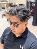 50代40代白髪ぼかしシルバーメッシュバレイヤージュ