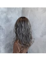 シェリール(CHERiR)&nbsp;束感グレージュハイライト×ダークグレー☆ブリーチ2回以上