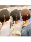 【米倉かずひさ】ミニボブ　縮毛矯正　ペールベージュ