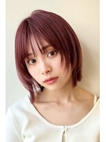 顔まわりレイヤー/イメチェン/ミニウルフ/チェリーブラウン/銀座