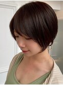 ミニウルフチェリーブラウンホワイトグレージュフェザーパーマ