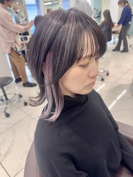 アッシュ 下北沢店(Ash) ピンクシルバーイヤリングカラーのボブレイヤー