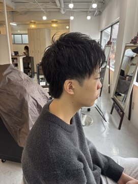 ソイクフ(SOY KUFU) センターパートフェザーパーマツーブロックセンター分け