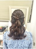 編み込みハーフアップ