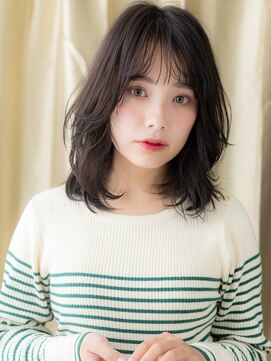 カバーヘア ブリス 上尾西口店(COVER HAIR bliss) 黒髪ダークアッシュくびれレイヤークラゲウルフX上尾30代40代