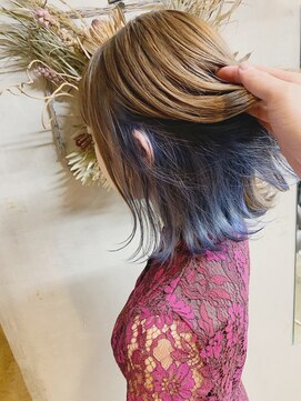 トップス TOPS ミラーベージュ×ネイビーインナーカラー