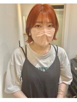 ネウィ ジャム 町田(newi JAM)&nbsp;ダブルカラー/切りっぱなしボブ/オレンジカラー/ボブ