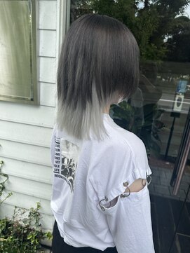 if ウルフカット×インナーカラー×シルバー×グレー