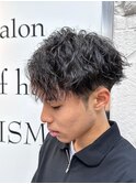 メンズパーマ/スペインカールダークアッシュ/韓国マッシュ