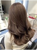 韓国ヘア顔周りレイヤーミルクティーベージュグレージュカラー