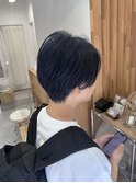 韓国マッシュスペインカールスパイキーショートブルーブラック