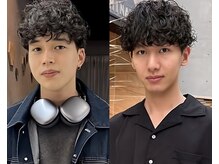 《波巻きパーマ》アイロンで巻いたようなS字状の無造作で、柔らかい質感が特徴＊[立川メンズパーマ/眉毛]