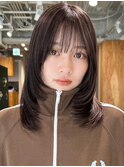 顔周りレイヤーカットくびれヘアミルクティーベージュカラー韓国
