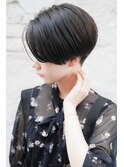大人可愛い20代30代40代黒髪前下がりショートボブ丸みショート◎