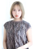 切りっぱなしボブ×ミルクティーベージュ×20代30代40代