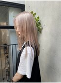ハイトーンベージュ・ダブルカラー・ケアブリーチ・ロングヘア