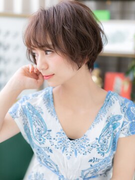 カバーヘア イヴ 戸頭店(COVER HAIR EVE) 斜めバングインナーカラーくせ毛風ミニボブh3戸頭20代30代40代