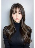 艶髪/髪質改善/レイヤーカット/韓国/カーキベージュ/美髪/前髪