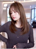 デザインカラー/レイヤーカット/ウェットヘア/オリーブベージュ
