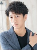 大人かっこいいニュアンスパーマフェザーマッシュF戸頭