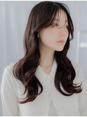 大人美人ダークアッシュブリーチなし韓国風ロングレイヤー20代c8