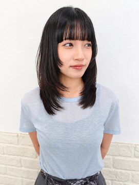 エムクランメイクス 原宿 表参道(m.clan MAKE'S) 原宿/姫カット風レイヤー×黒髪ストレートミディ/明治神宮前