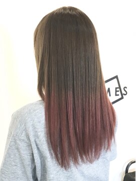 フレイムスヘアデザイン(FRAMES hair design) ペールグレージュxピンク+ナチュラルストレート