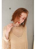 ルーズな軽めボブにセミウェットスタイリング/ニュアンスカラー