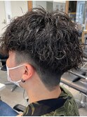 【大人ヘアツイストスパイラルパーマツーブロ波巻きスパイラル】