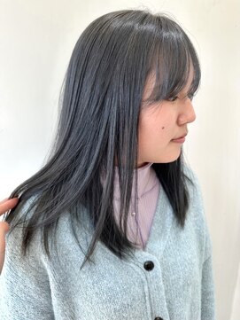 フォーク FOLK 【FOLK】透明感ネイビーブルー☆似合わせストレートロング♪