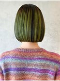 ライムグリーン_チェリーブラウンフェミニンロング_ba382171