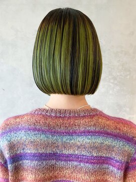 アルバム 渋谷パルコ(ALBUM) ライムグリーン_チェリーブラウンフェミニンロング_ba382171