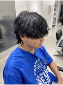 波巻きツイストスパイラルメンズウルフツーブロックメンズパーマ