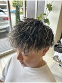 ツイストスパイラルパーマ　ホワイトメッシュ
