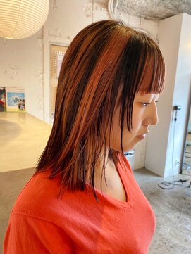 ルーム(Loom.) デザインカラーコントラストハイライト切りっぱなしボブ