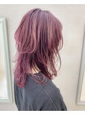 medium［ウルフマッシュグラデーションレイヤー個性派ピンク］