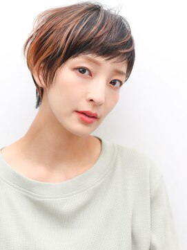 ヨファヘアー 岡本店(YOFA hair) フェザーバング大人かわいい小顔ショート#テラコッタ1204