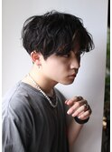 『力石サトシ』波巻き束感ショートツーブロックマッシュア
