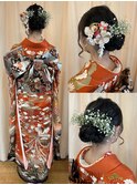 和風な三つ編みお団子アレンジ