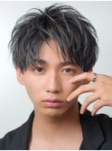 横浜爽やかメンズカットハーフアップバングソフトシャープパーマ