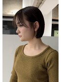 ショートボブミニボブショートグレージュブラウンパツっと前髪